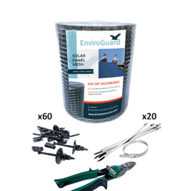 Bird Deterrent 30m Solar Panel Bird Exclusion Kit (Galvanized Mesh)
