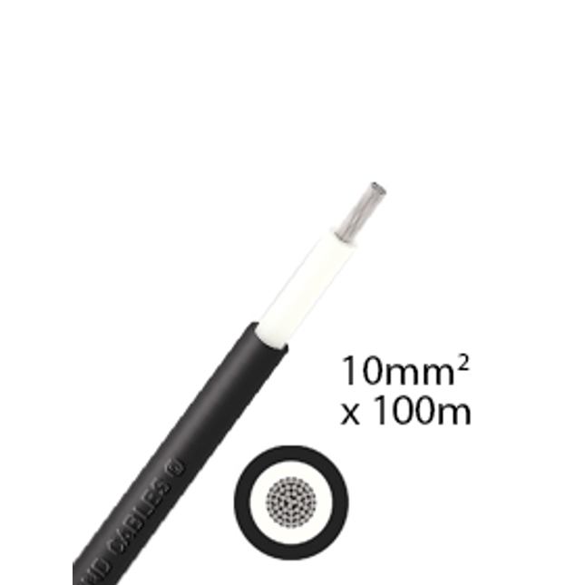 Elettro Brescia 10mm2 single-core DC cable 100m - Black