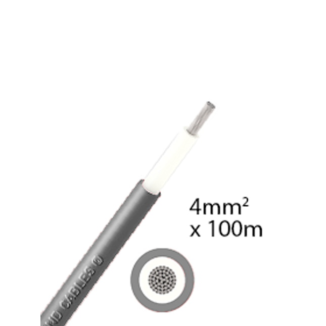 Elettro Brescia 4mm2 single-core DC cable 100m - Grey