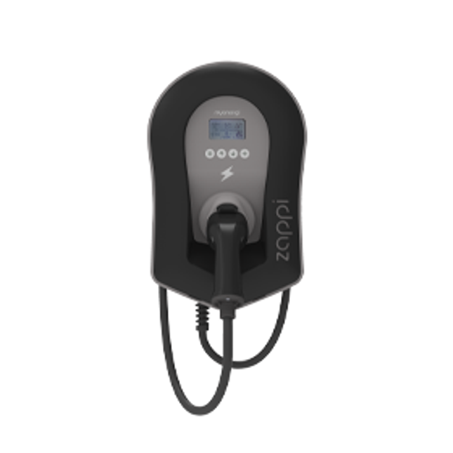 zappi EV Charger 22kW Tethered Black-Powerland